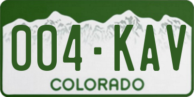 CO license plate 004KAV
