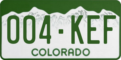 CO license plate 004KEF