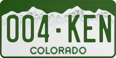 CO license plate 004KEN
