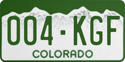 CO license plate 004KGF