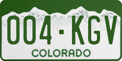 CO license plate 004KGV
