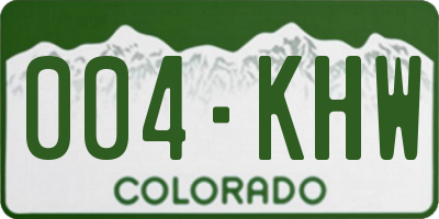 CO license plate 004KHW