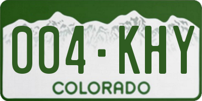 CO license plate 004KHY