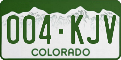 CO license plate 004KJV
