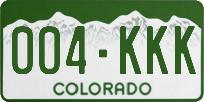 CO license plate 004KKK