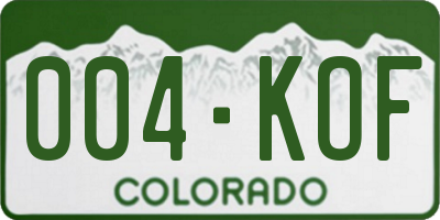 CO license plate 004KOF