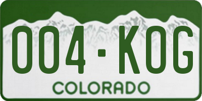 CO license plate 004KOG