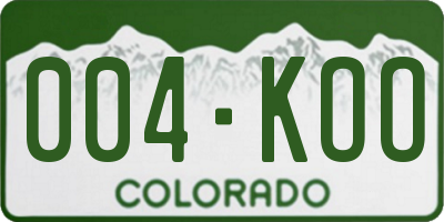 CO license plate 004KOO