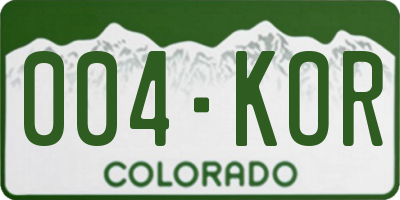CO license plate 004KOR