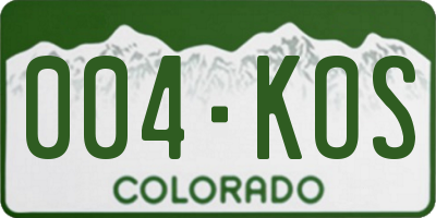 CO license plate 004KOS