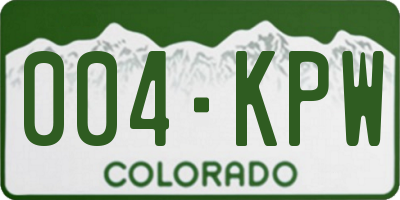 CO license plate 004KPW