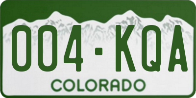 CO license plate 004KQA