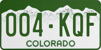 CO license plate 004KQF