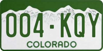 CO license plate 004KQY