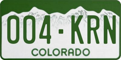 CO license plate 004KRN