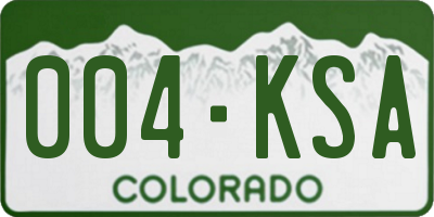 CO license plate 004KSA