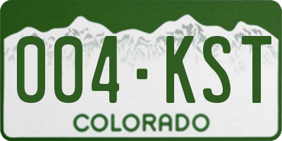 CO license plate 004KST