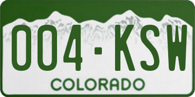 CO license plate 004KSW