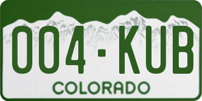 CO license plate 004KUB