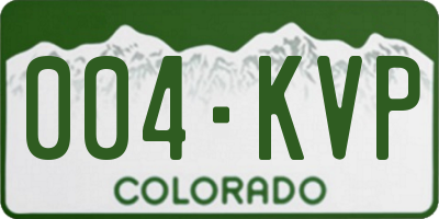 CO license plate 004KVP