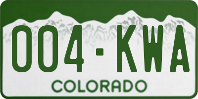CO license plate 004KWA