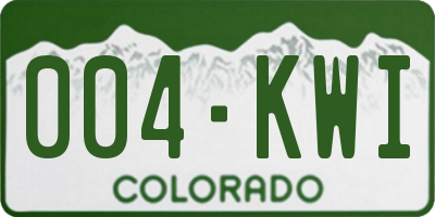 CO license plate 004KWI