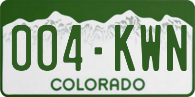 CO license plate 004KWN