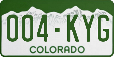 CO license plate 004KYG