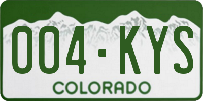 CO license plate 004KYS
