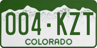 CO license plate 004KZT