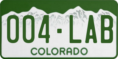 CO license plate 004LAB