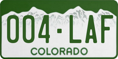 CO license plate 004LAF