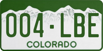 CO license plate 004LBE