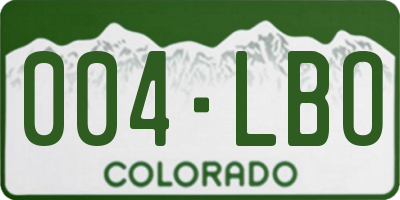 CO license plate 004LBO