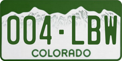 CO license plate 004LBW
