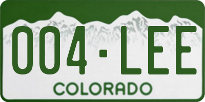 CO license plate 004LEE