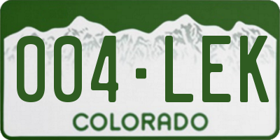 CO license plate 004LEK