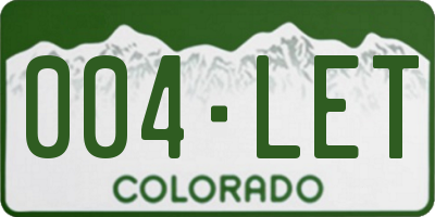CO license plate 004LET