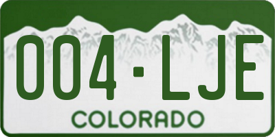 CO license plate 004LJE