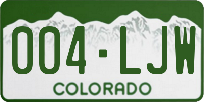 CO license plate 004LJW
