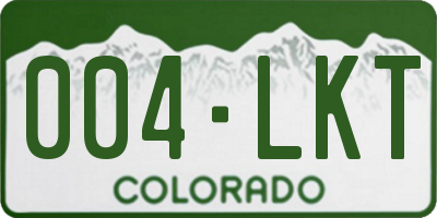CO license plate 004LKT
