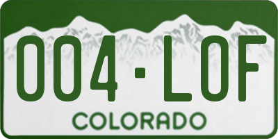 CO license plate 004LOF
