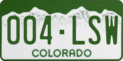 CO license plate 004LSW
