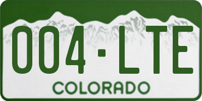 CO license plate 004LTE