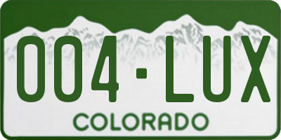 CO license plate 004LUX