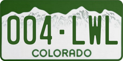 CO license plate 004LWL