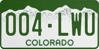 CO license plate 004LWU