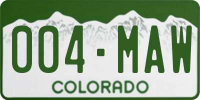 CO license plate 004MAW