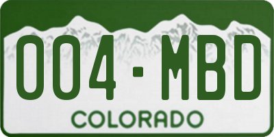 CO license plate 004MBD