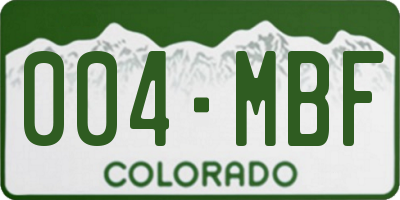 CO license plate 004MBF